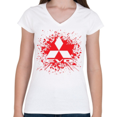PRINTFASHION Mitsubishi Lancer Evo - Női V-nyakú póló - Fehér