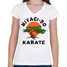 PRINTFASHION Miyagi-Do Karate - Női V-nyakú póló - Fehér női póló