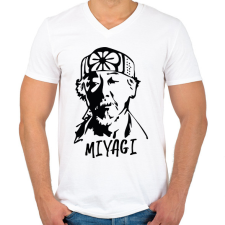 PRINTFASHION Miyagi sensei - Férfi V-nyakú póló - Fehér férfi póló