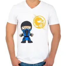 PRINTFASHION MK Sub Zero - Férfi V-nyakú póló - Fehér férfi póló