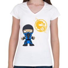 PRINTFASHION MK Sub Zero - Női V-nyakú póló - Fehér