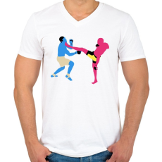 PRINTFASHION MMA - Férfi V-nyakú póló - Fehér