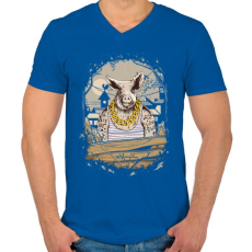 PRINTFASHION Mocskos disznó - Férfi V-nyakú póló - Királykék