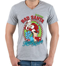 PRINTFASHION Mocskos Télapó - Férfi V-nyakú póló - Sport szürke