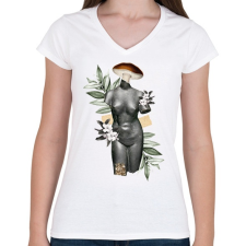 PRINTFASHION Modern szobor - Női V-nyakú póló - Fehér női póló