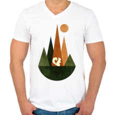PRINTFASHION Mókus és hegyek 2 - Férfi V-nyakú póló - Fehér