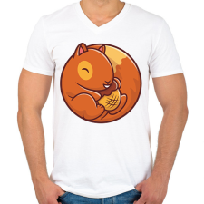 PRINTFASHION Mókus makkal - Férfi V-nyakú póló - Fehér férfi póló