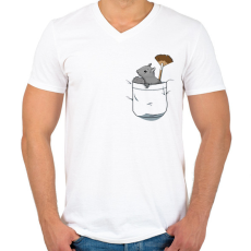 PRINTFASHION Mókus zsebben - Férfi V-nyakú póló - Fehér