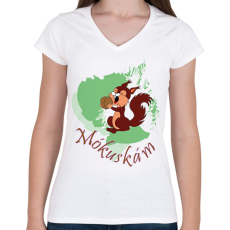 PRINTFASHION Mókuskám - Női V-nyakú póló - Fehér