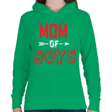 PRINTFASHION Mom of boys - Női kapucnis pulóver - Zöld női pulóver, kardigán