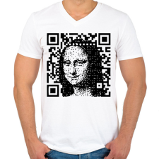 PRINTFASHION Mona Lisa - Férfi V-nyakú póló - Fehér férfi póló