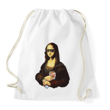 PRINTFASHION Mona lisa kebebbal - Sportzsák, Tornazsák - Fehér tornazsák
