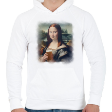 PRINTFASHION Mona Lisa sörrel - Férfi kapucnis pulóver - Fehér
