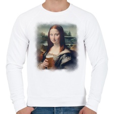 PRINTFASHION Mona Lisa sörrel - Férfi pulóver - Fehér férfi pulóver, kardigán