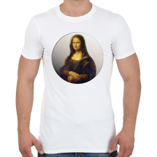 PRINTFASHION Mona Lisa - Vonalas - Férfi póló - Fehér férfi póló