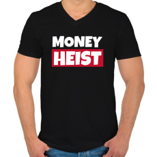 PRINTFASHION MONEY HEIST 2 - Férfi V-nyakú póló - Fekete