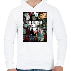 PRINTFASHION Money Heist - Férfi kapucnis pulóver - Fehér