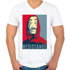 PRINTFASHION Money Heist - Férfi V-nyakú póló - Fehér férfi póló