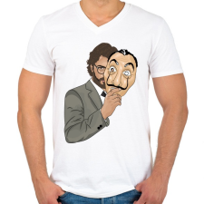 PRINTFASHION Money Heist - Férfi V-nyakú póló - Fehér férfi póló