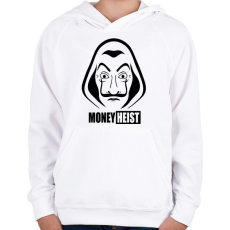 PRINTFASHION Money Heist - Gyerek kapucnis pulóver - Fehér