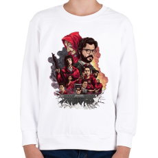 PRINTFASHION Money Heist - Gyerek pulóver - Fehér