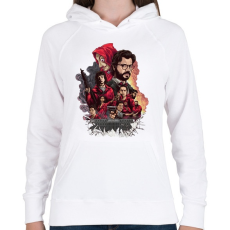 PRINTFASHION Money Heist - Női kapucnis pulóver - Fehér
