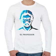 PRINTFASHION Money Heist - Professor - Férfi hosszú ujjú póló - Fehér férfi póló