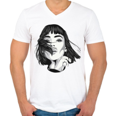 PRINTFASHION Money Heist TOKIO - Férfi V-nyakú póló - Fehér