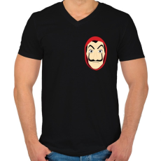 PRINTFASHION Money heist zsebszerüen - Férfi V-nyakú póló - Fekete