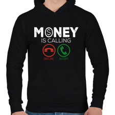 PRINTFASHION Money is callin - Férfi kapucnis pulóver - Fekete férfi pulóver, kardigán