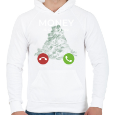 PRINTFASHION Money is calling - Férfi kapucnis pulóver - Fehér férfi pulóver, kardigán