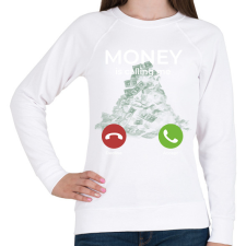 PRINTFASHION Money is calling - Női pulóver - Fehér női pulóver, kardigán
