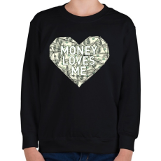 PRINTFASHION Money loves me - Gyerek pulóver - Fekete