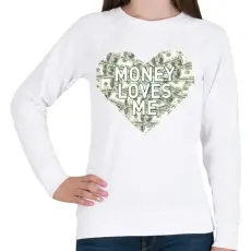 PRINTFASHION Money loves me - Női pulóver - Fehér