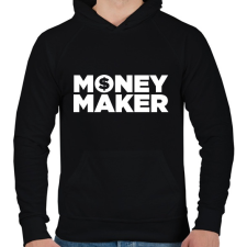 PRINTFASHION Money maker - Férfi kapucnis pulóver - Fekete férfi pulóver, kardigán