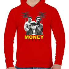 PRINTFASHION Money Team - Férfi kapucnis pulóver - Piros férfi pulóver, kardigán