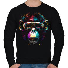 PRINTFASHION Monkey design - Férfi pulóver - Fekete