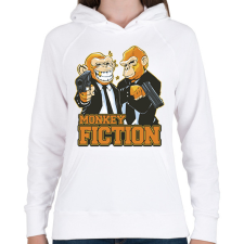 PRINTFASHION Monkey Fiction - Női kapucnis pulóver - Fehér női pulóver, kardigán