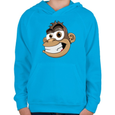 PRINTFASHION Monkey - Gyerek kapucnis pulóver - Azúrkék gyerek pulóver, kardigán