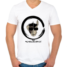 PRINTFASHION MonkeyDonkey - Férfi V-nyakú póló - Fehér
