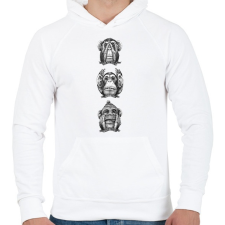 PRINTFASHION Monkeys - Férfi kapucnis pulóver - Fehér férfi pulóver, kardigán