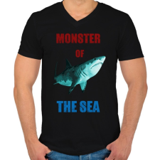 PRINTFASHION monster of the sea - Férfi V-nyakú póló - Fekete férfi póló