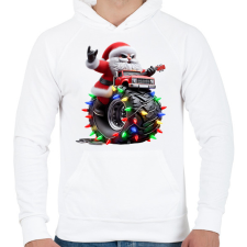 PRINTFASHION Monster Truck rocker mikulás  - Férfi kapucnis pulóver - Fehér férfi pulóver, kardigán