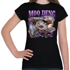 PRINTFASHION Moo Deng - Női póló - Fekete női póló