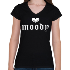 PRINTFASHION Moody - Női V-nyakú póló - Fekete női póló