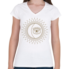 PRINTFASHION Moon&Eye - Női V-nyakú póló - Fehér női póló
