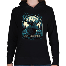 PRINTFASHION Moon Moose Club - reindeer - Női kapucnis pulóver - Fekete