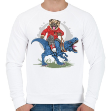 PRINTFASHION Mopsz és a T-rex - Férfi pulóver - Fehér férfi pulóver, kardigán