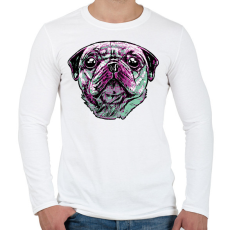 PRINTFASHION Mopsz - Férfi hosszú ujjú póló - Fehér