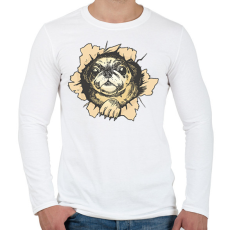 PRINTFASHION Mopsz - Férfi hosszú ujjú póló - Fehér